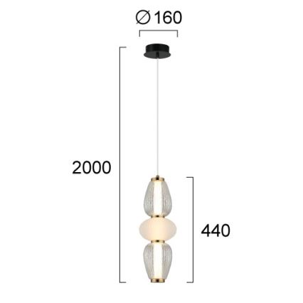 LED csillár kábelen SHINY LED/17W/230V fehér/arany