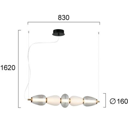 LED csillár kábelen SHINY LED/23W/230V fehér/arany