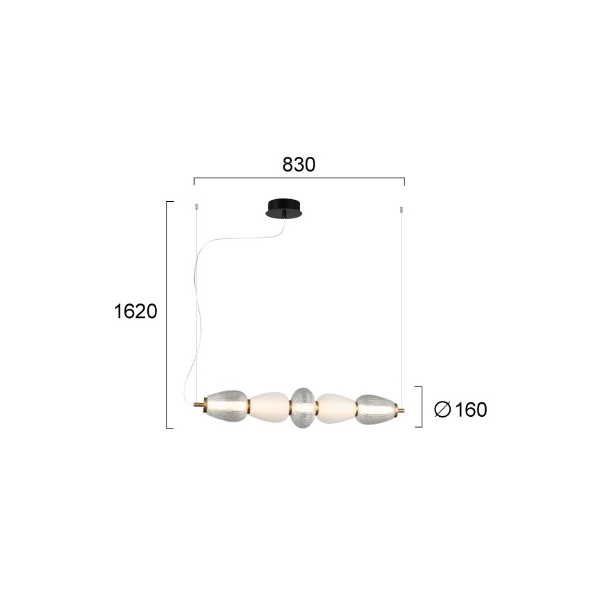 LED csillár kábelen SHINY LED/23W/230V fehér/arany