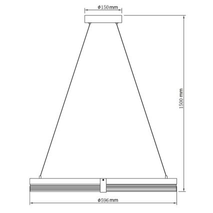 LED csillár kábelen TRIANGLE LED/40W/230V 3000/4000/6000K átm. 60 cm fekete