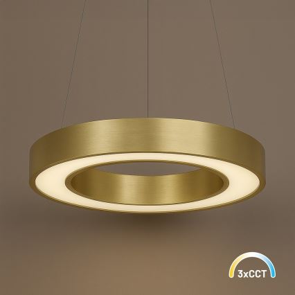 LED csillár kábelen UNION, 40W/230V, 3000/4000/6500K, Ø 40 cm, aranyszínű