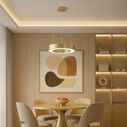 LED csillár kábelen UNION, 40W/230V, 3000/4000/6500K, Ø 40 cm, aranyszínű