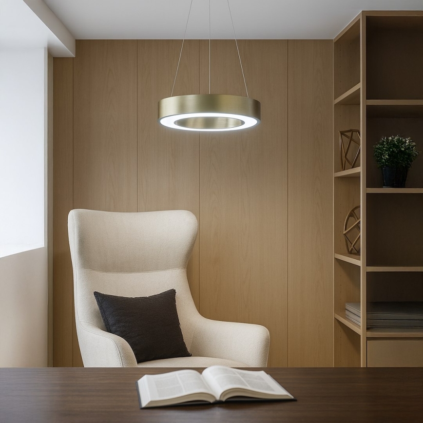 LED csillár kábelen UNION, 40W/230V, 3000/4000/6500K, Ø 40 cm, aranyszínű