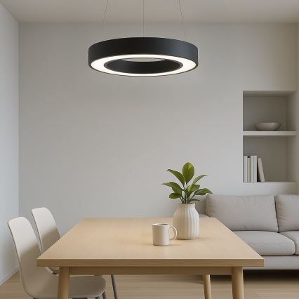 LED csillár kábelen UNION LED/40W/230V 3000/4000/6500K, átmérő 40 cm, fekete