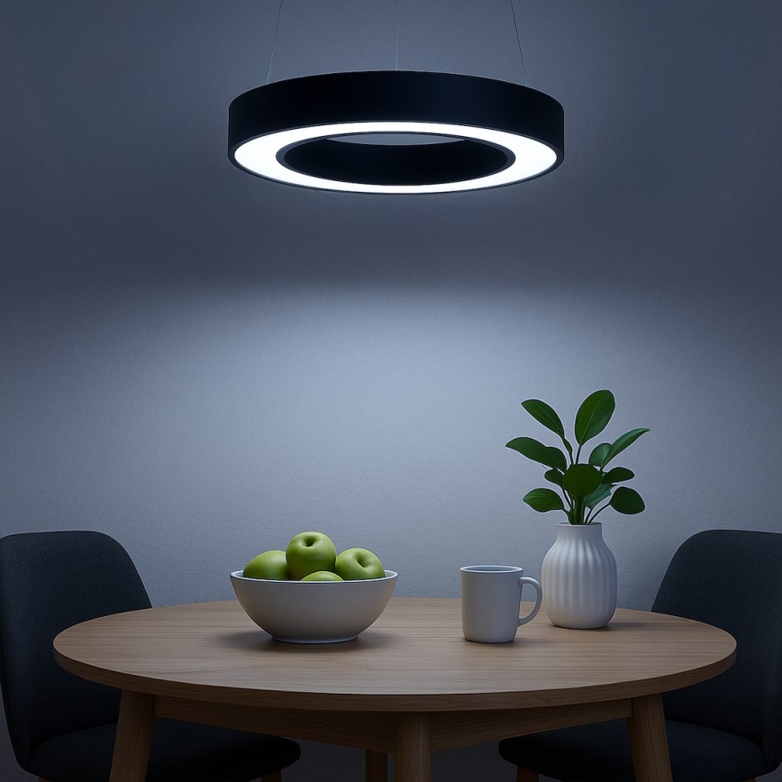 LED csillár kábelen UNION LED/40W/230V 3000/4000/6500K, átmérő 40 cm, fekete
