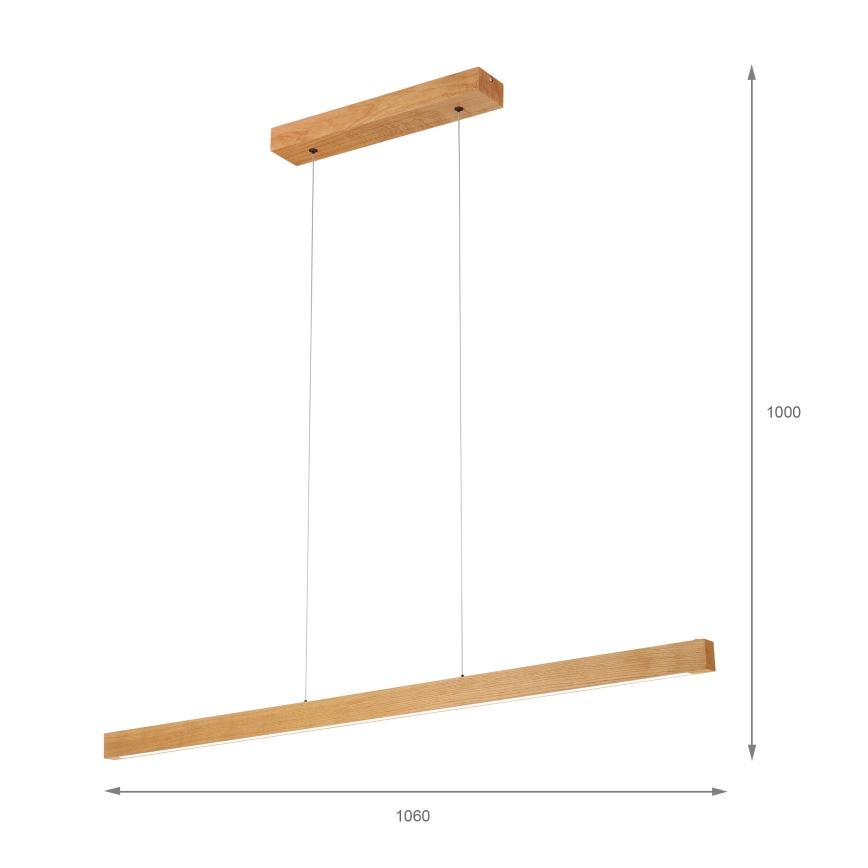 LED csillár kábelen VERDE LED/18W/230V 3000K 106 cm tölgy