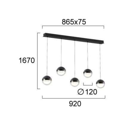 LED csillár kábelen ZIREA LED/30W/230V fekete