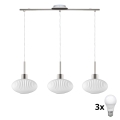 LED csillár kábellel HARMA 3xE27/60W/230V matt króm/fehér