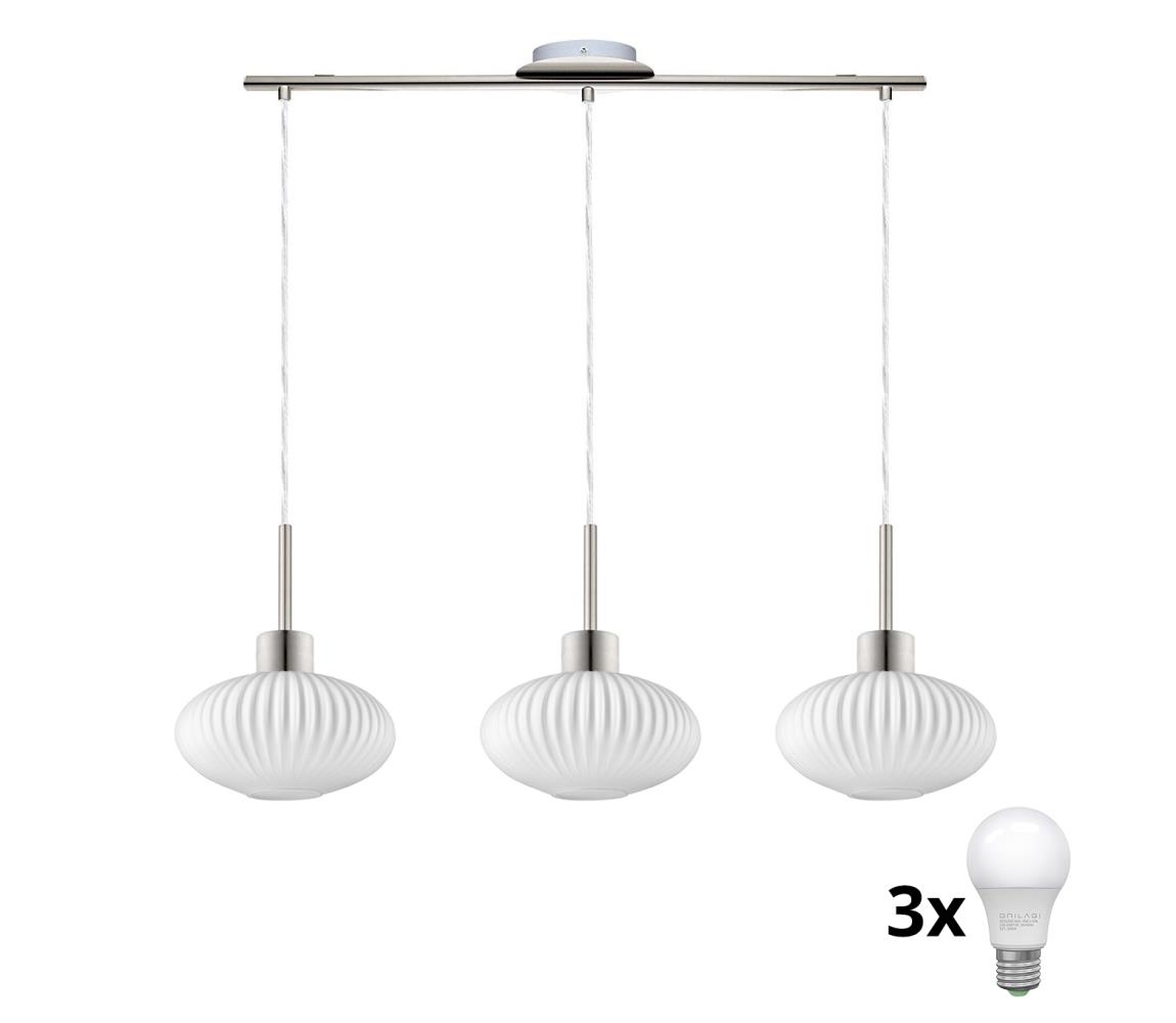 Eglo LED csillár kábellel HARMA 3xE27/60W/230V matt króm/fehér 1xEG32521+3xNSLA55466