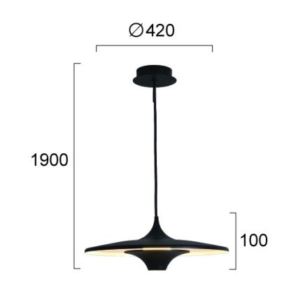LED csillár kábellel RENE LED/19W/230V CRI 90 fekete