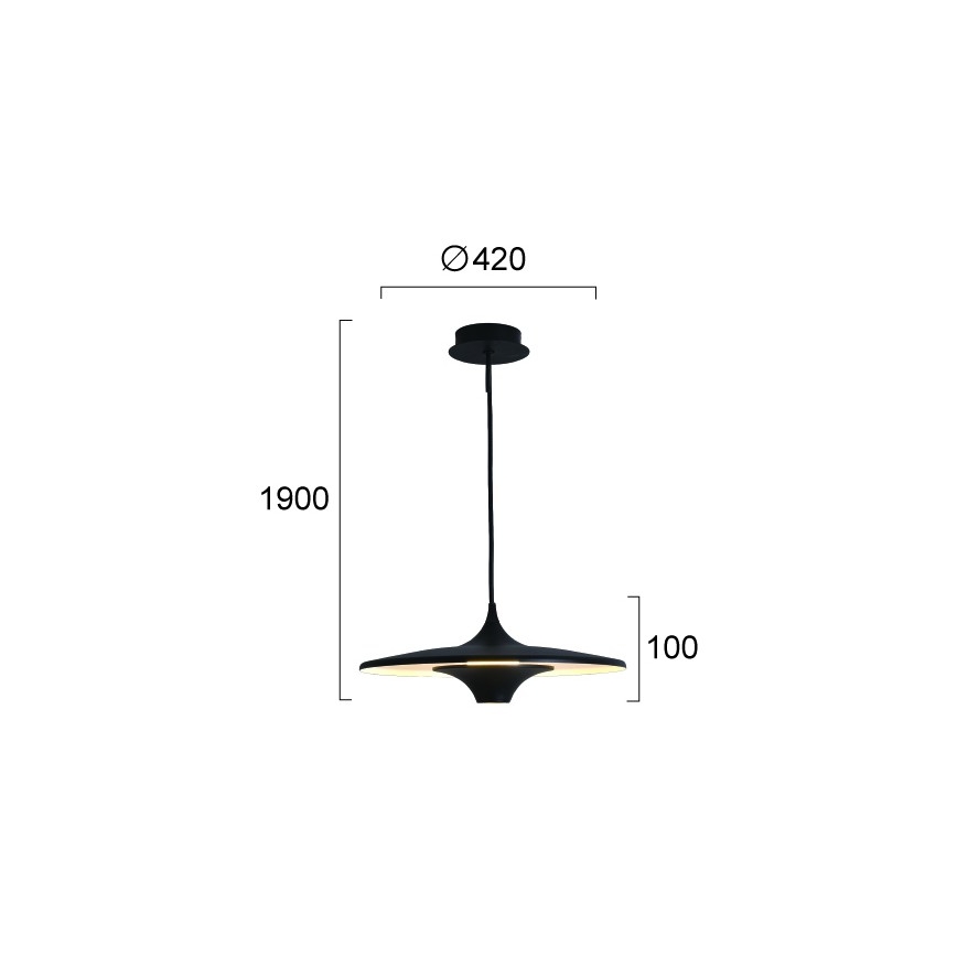 LED csillár kábellel RENE LED/19W/230V CRI 90 fekete