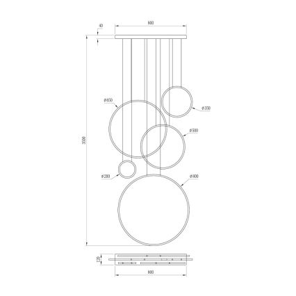 LED csillár kábellel SATURNO LED/100W/230V fekete