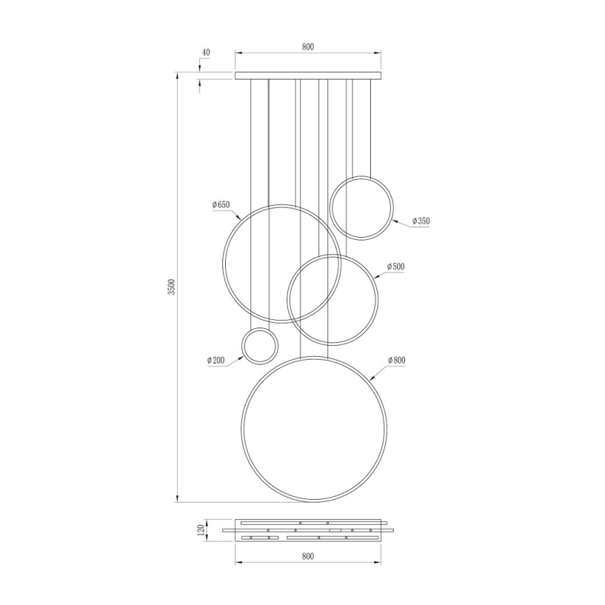 LED csillár kábellel SATURNO LED/100W/230V fekete
