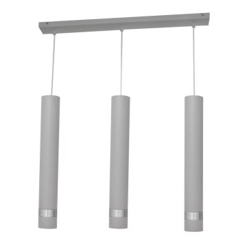 LED csillár kábelre TUBA 3xGU10/4,8W/230V szürke/fényes króm