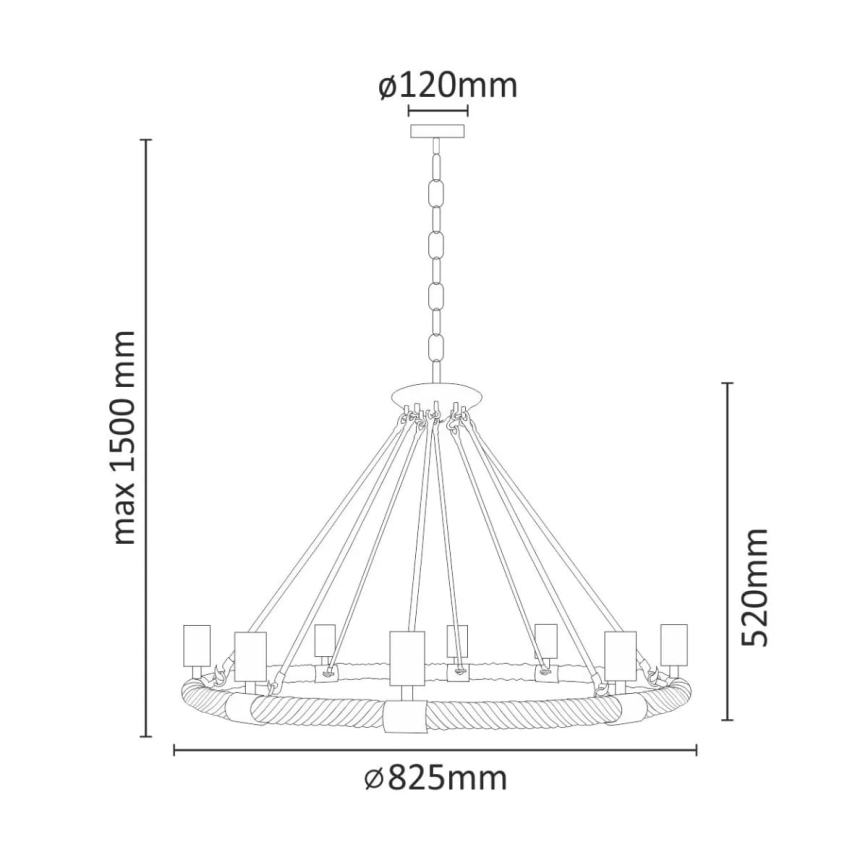 LED Csillár láncon ROPE ARTHUR 8xE27/6W/230V