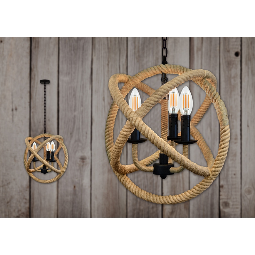 LED Csillár láncon ROPE GLOBO 3xE14/4,3W/230V