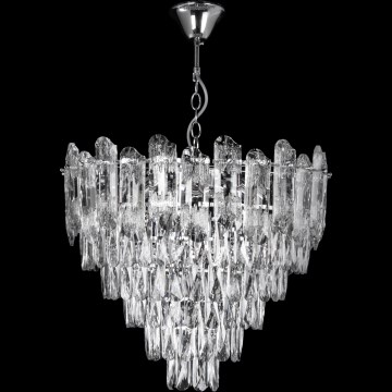 LED csillár, láncra akasztható, 9x E27 (max. 60 W, 230 V) + 6x LED 6 W, Ø 50 cm, fényes króm