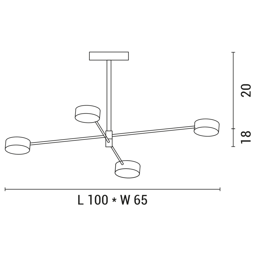LED Csillár rúdon 4xLED/12W/230V 4000K arany