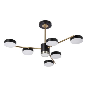 LED csillár rúdon 6xLED/7W/230V + LED/6W 3000-6000K átmérő 69 cm arany/fekete