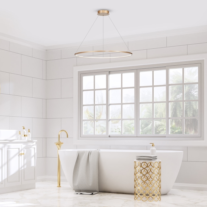 LED csillár kábelre SATURNO LED/57W/230V átm. 100 cm IP44 arany