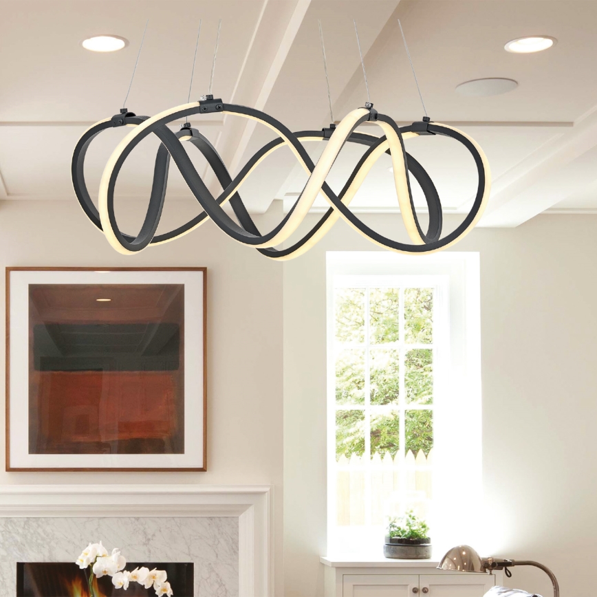 LED Csillár zsinóron 2xLED/27W/230V 3000/4000/6000K fekete