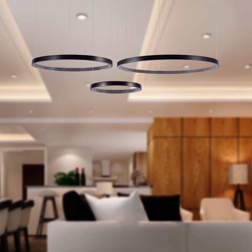 LED Csillár zsinóron 3xLED/19W/230V 3000K fekete