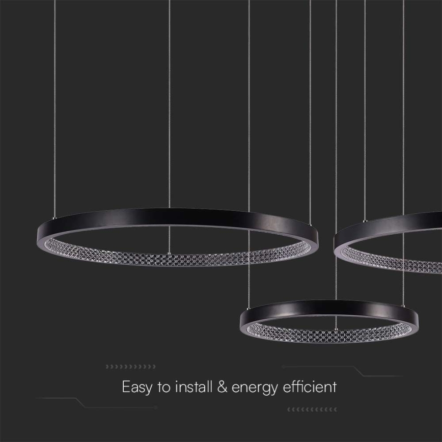 LED Csillár zsinóron 3xLED/19W/230V 3000K fekete