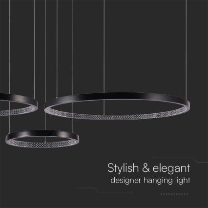 LED Csillár zsinóron 3xLED/19W/230V 4000K fekete