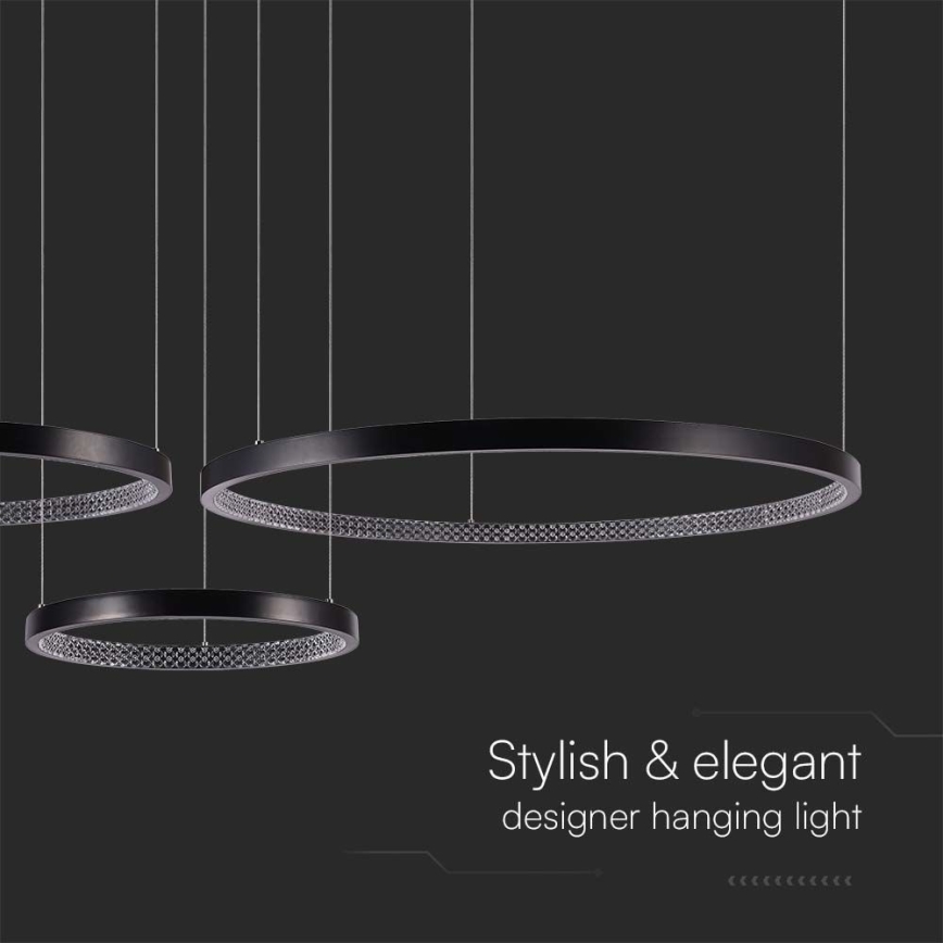 LED Csillár zsinóron 3xLED/19W/230V 4000K fekete