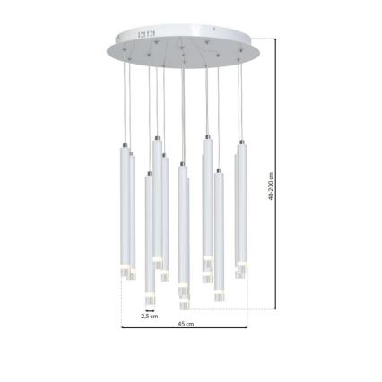LED Csillár zsinóron ALBA 12xLED/1W/230V fehér