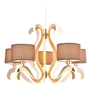 LED Csillár zsinóron AMBROSIA 5xE14/40W/230V + LED/43W réz