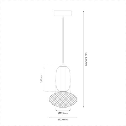 LED Csillár zsinóron ARAME LED/15W/230V átm. 22 cm fekete