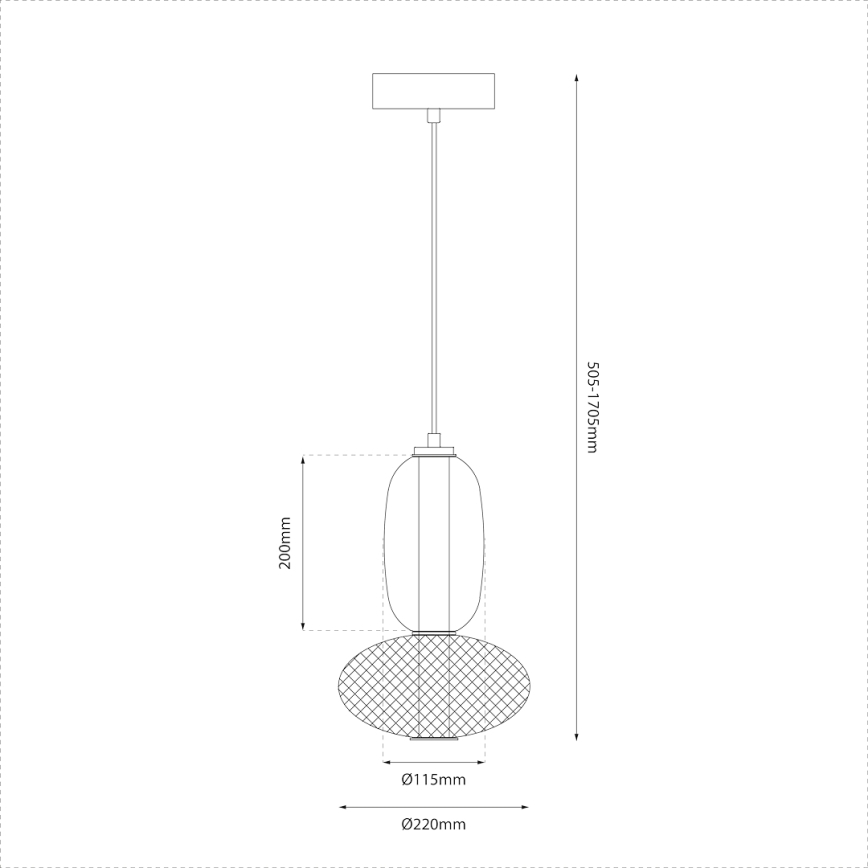 LED Csillár zsinóron ARAME LED/15W/230V átm. 22 cm fekete