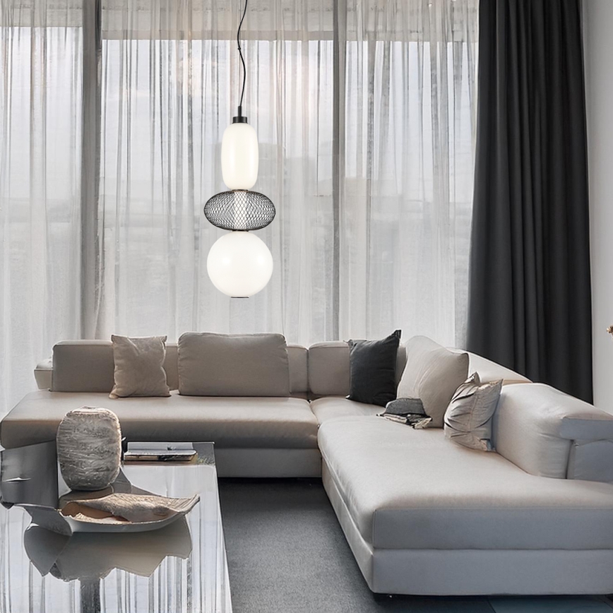 LED Csillár zsinóron ARAME LED/23W/230V átm. 22 cm fekete