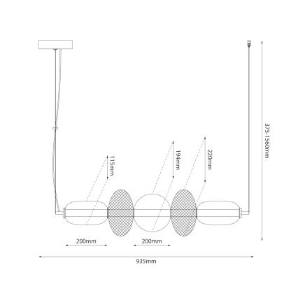 LED Csillár zsinóron ARAME LED/32W/230V fekete
