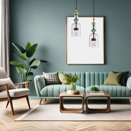 LED Csillár zsinóron ARTE LED/12W/230V átm. 13 cm fekete