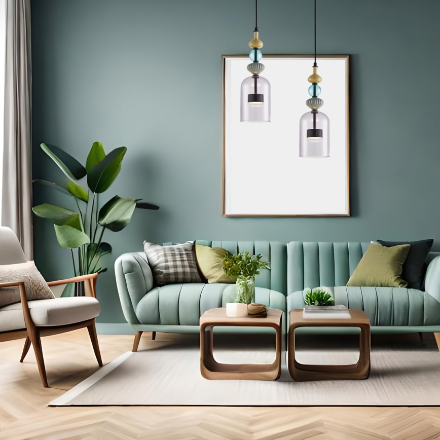 LED Csillár zsinóron ARTE LED/12W/230V átm. 13 cm fekete