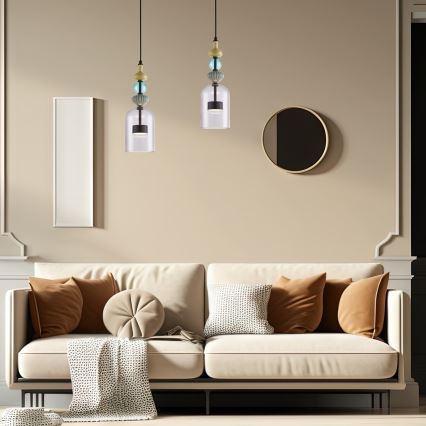 LED Csillár zsinóron ARTE LED/12W/230V átm. 13 cm fekete