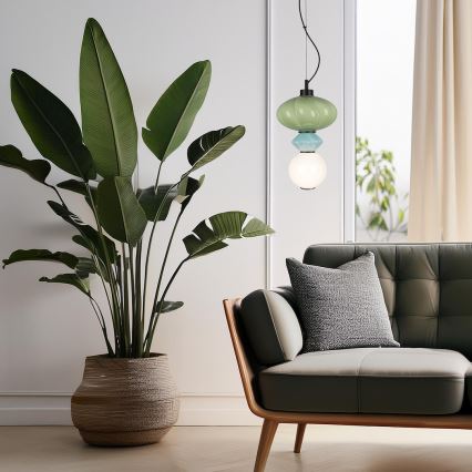 LED Csillár zsinóron ASCOLI LED/8W/230V átm. 20 cm zöld/kék