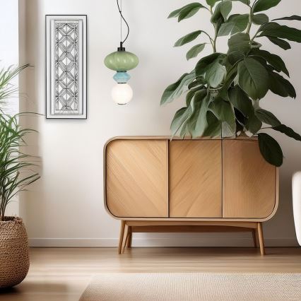 LED Csillár zsinóron ASCOLI LED/8W/230V átm. 20 cm zöld/kék