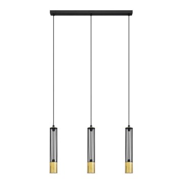 LED Csillár zsinóron BARS 3xGU10/4,8W/230V fekete/arany
