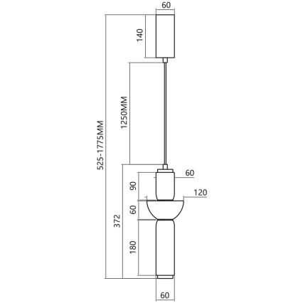 LED Csillár zsinóron CAMPO LED/19W/230V