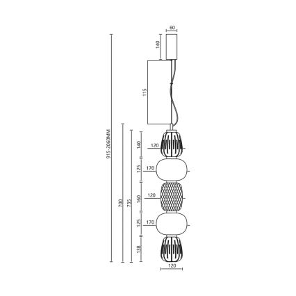 LED Csillár zsinóron CARO LED/40W/230V fényezett króm