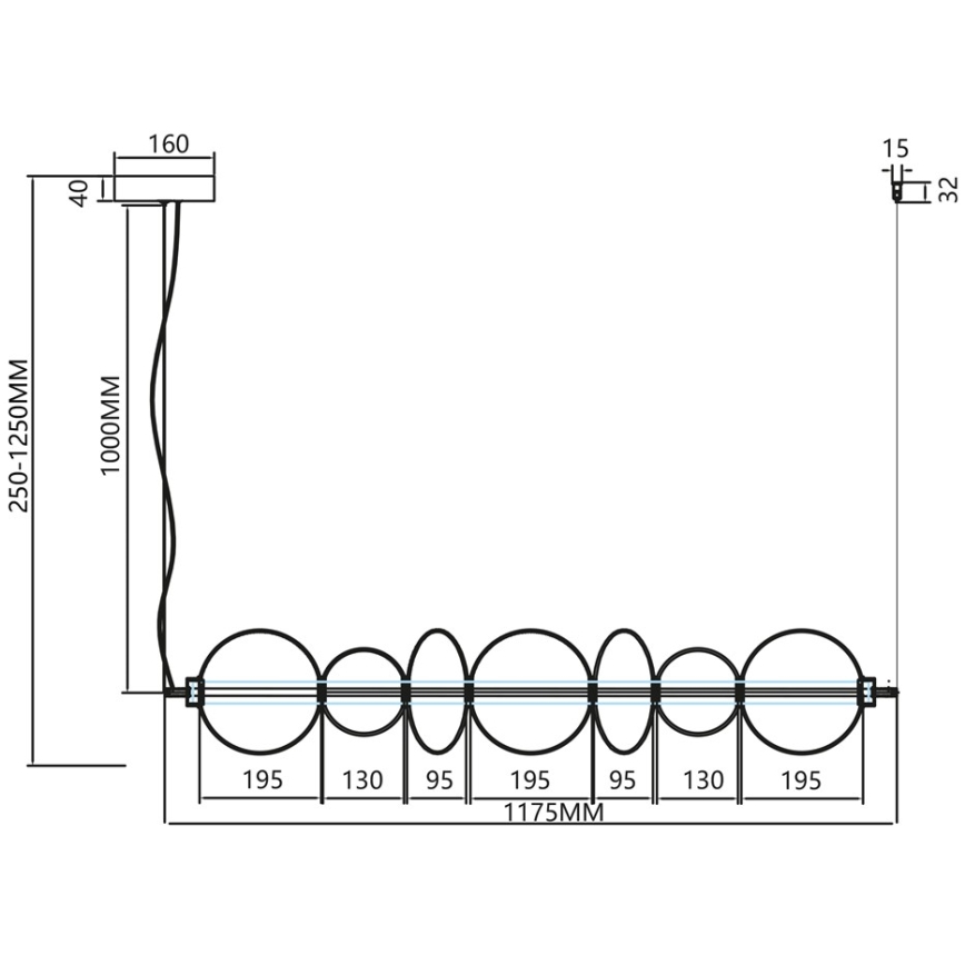 LED Csillár zsinóron DAPHNE LED/40W/230V szürke