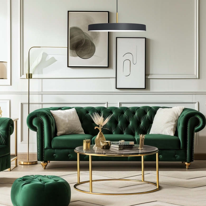 LED Csillár zsinóron DISC LED/38W/230V átm. 45 cm fekete