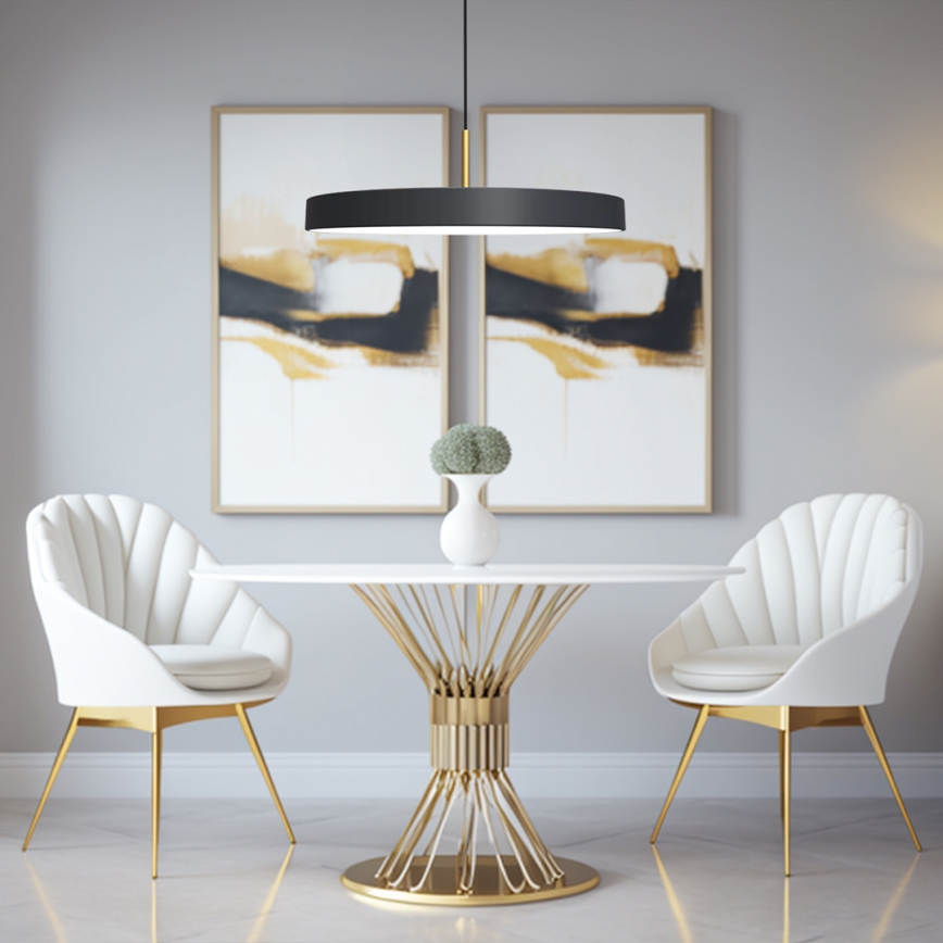 LED Csillár zsinóron DISC LED/38W/230V átm. 45 cm fekete