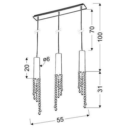 LED Csillár zsinóron DUERO 3xLED/3W/230V