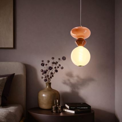LED csillár zsinóron FLORES LED/10W/230V arany/narancssárga/barna