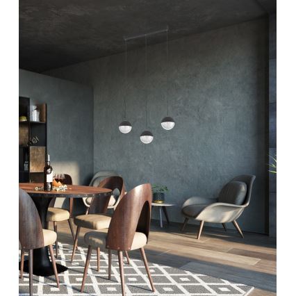 LED Csillár zsinóron FURNI 3xLED/5W/230V fekete