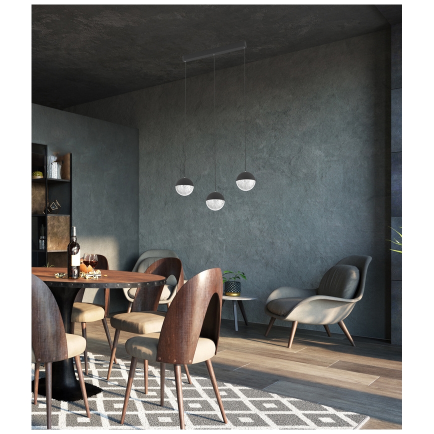 LED Csillár zsinóron FURNI 3xLED/5W/230V fekete